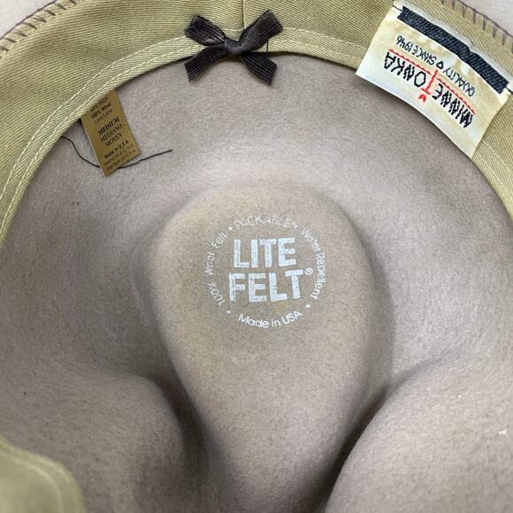 Minnetonka Wool Lite Felt Western Style Fedora Hat Tan Leather Band Size Medium - Picture 8 of 9
